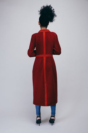 Long Red Jacket with Sleeve Detail